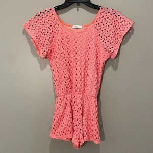 Pinc Premium Womens Lace Knit Lined Romper Shorts sz L  Never Worn